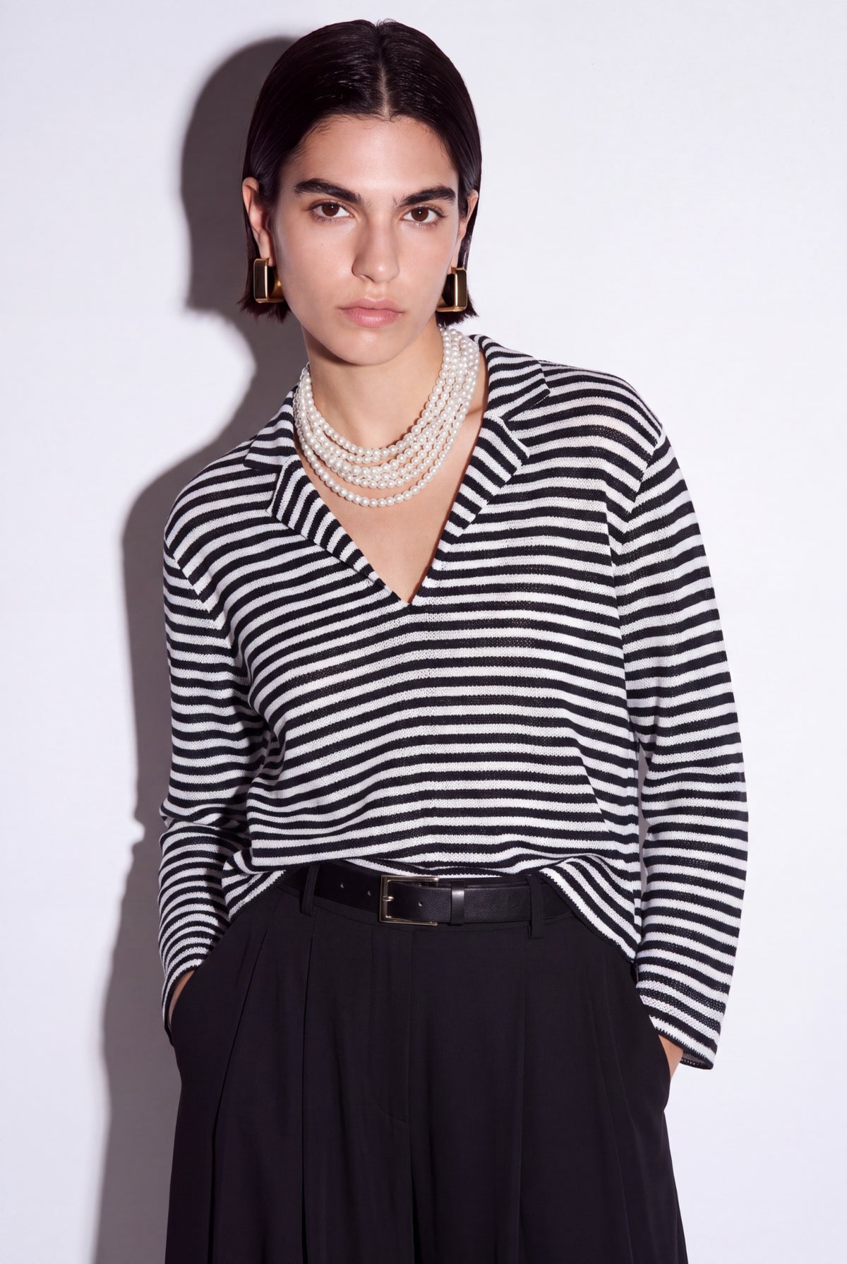 Freya Black-White Striped Blouse