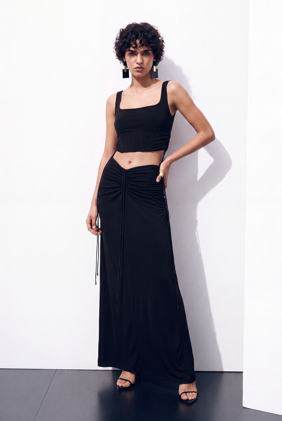 Joli Long Skirt with Ruched Flowing Design