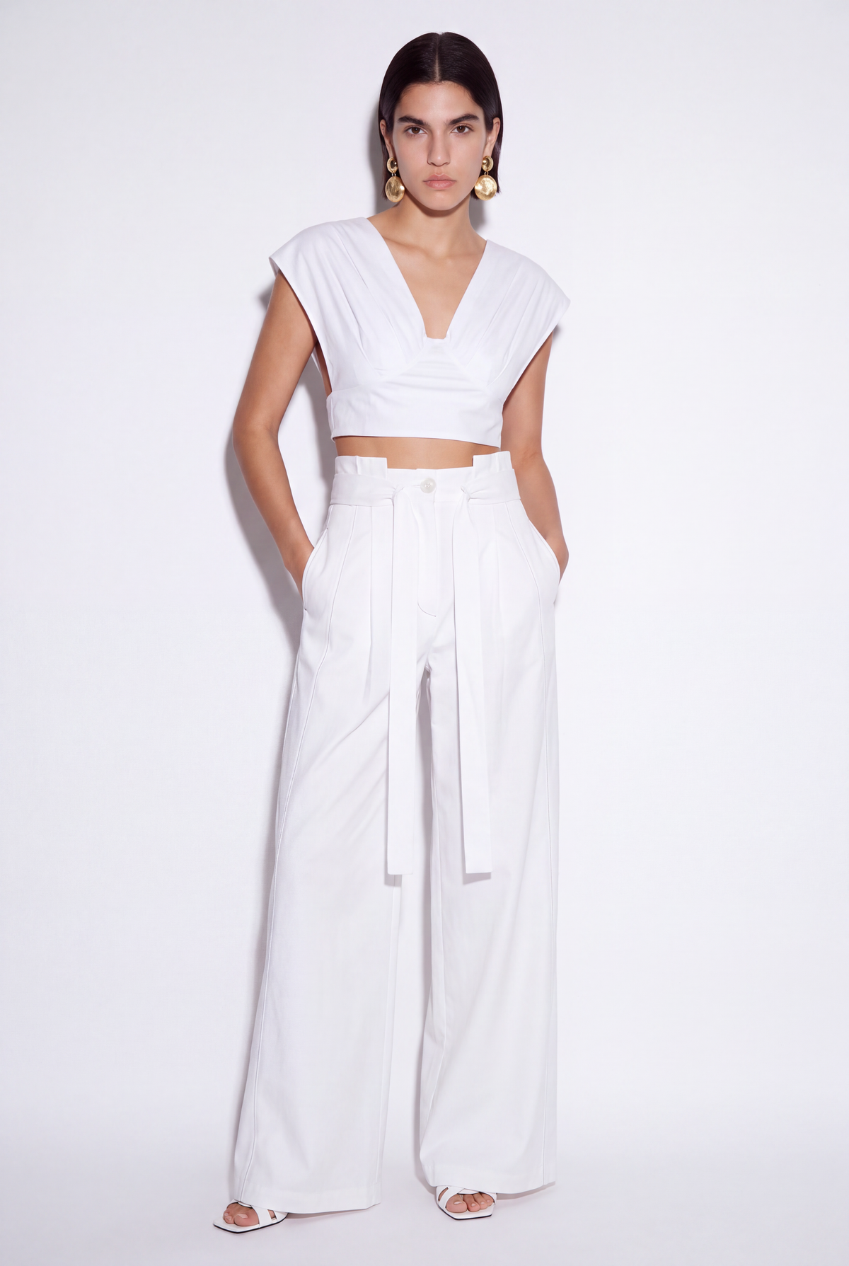 Elara Wide-Leg Pants - Premium Cotton Blend